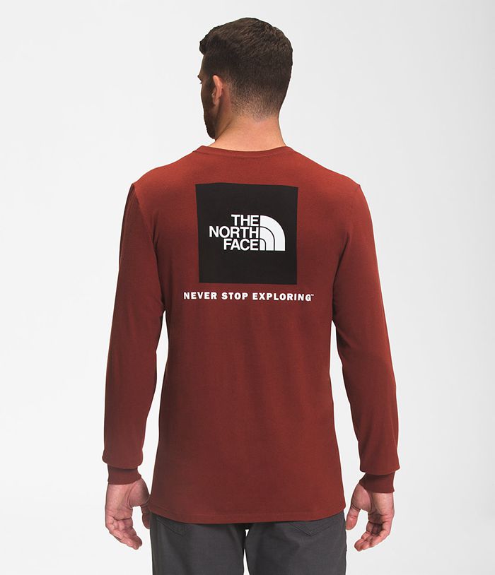 Camiseta The North Face Hombre Manga Larga Box Nse Rojas Oscuro - Peru 98306TINJ